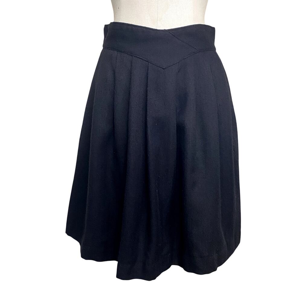 Vintage 90's Heavy Pleated Gothic Vamp Preppy Midi Skirt w/ Pockets